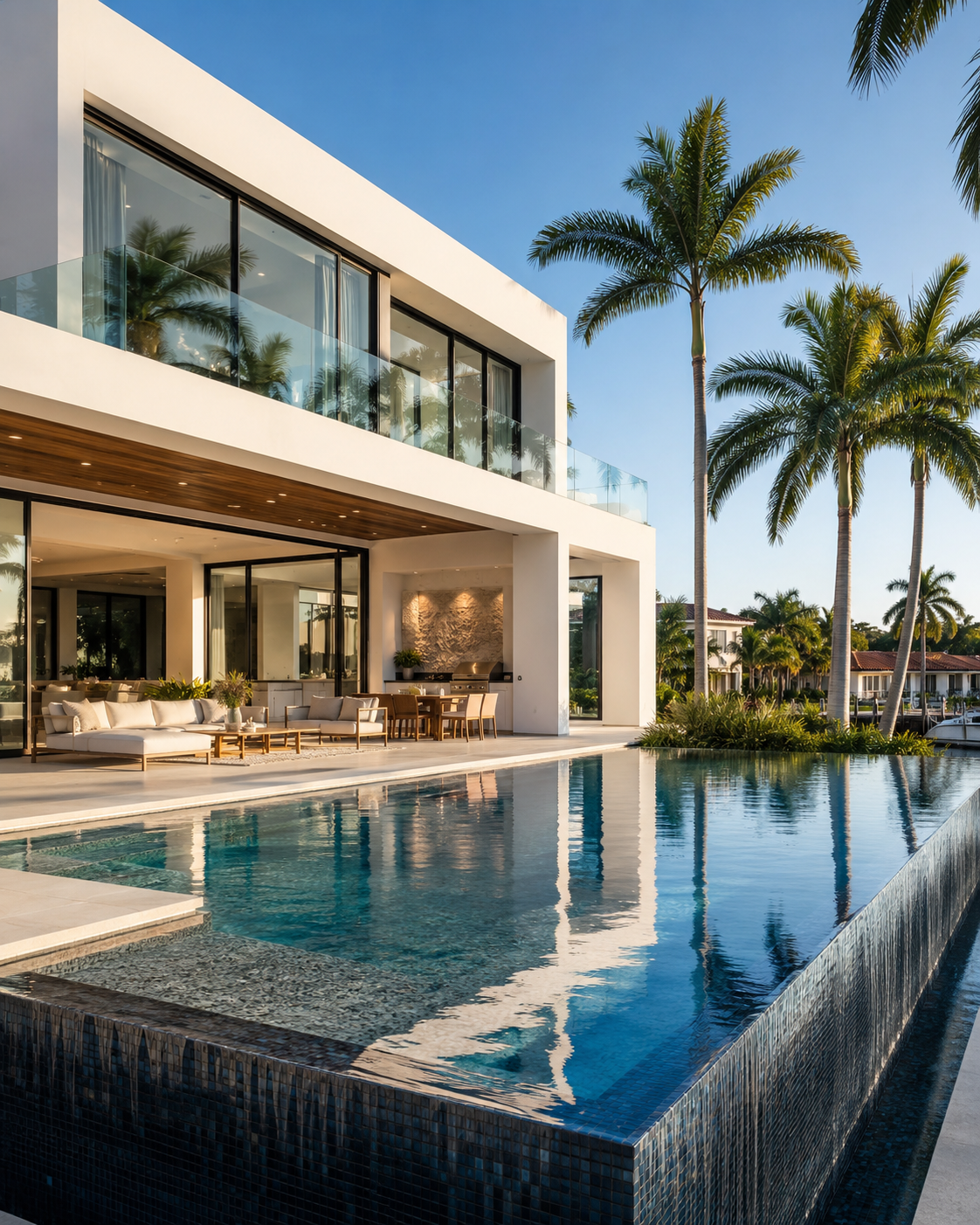 Sleek modern luxury home with infinity pool in Boca Raton