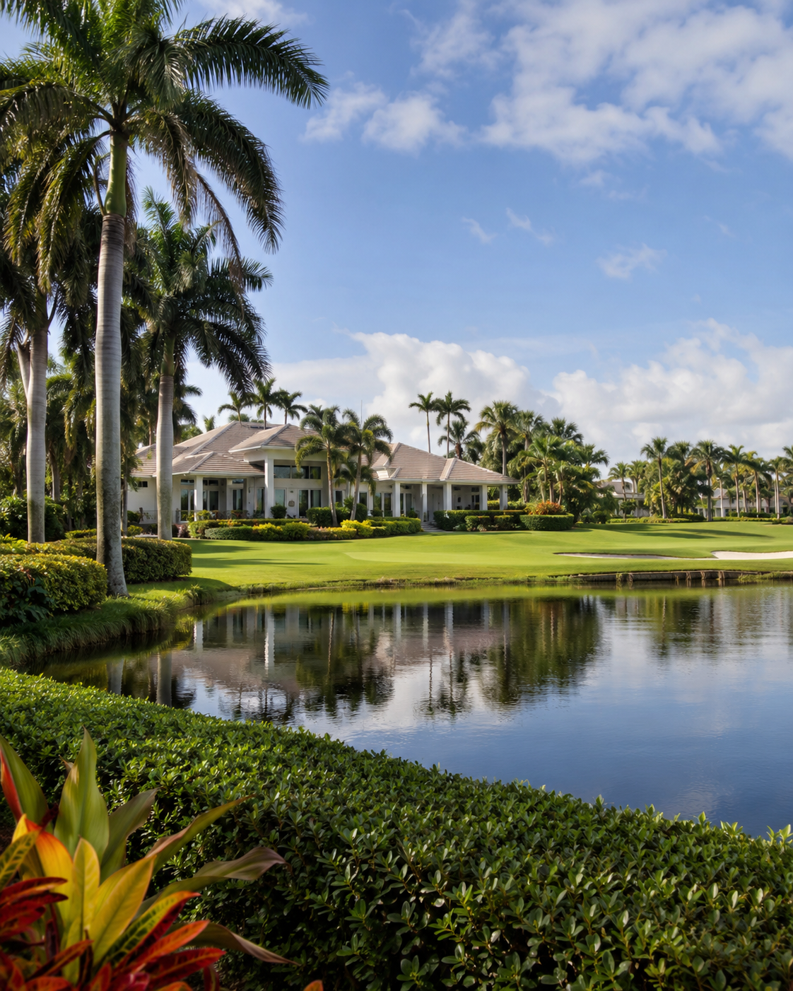 Home overlooking a golf fairway and lake in Hunters Run, Boynton Beach