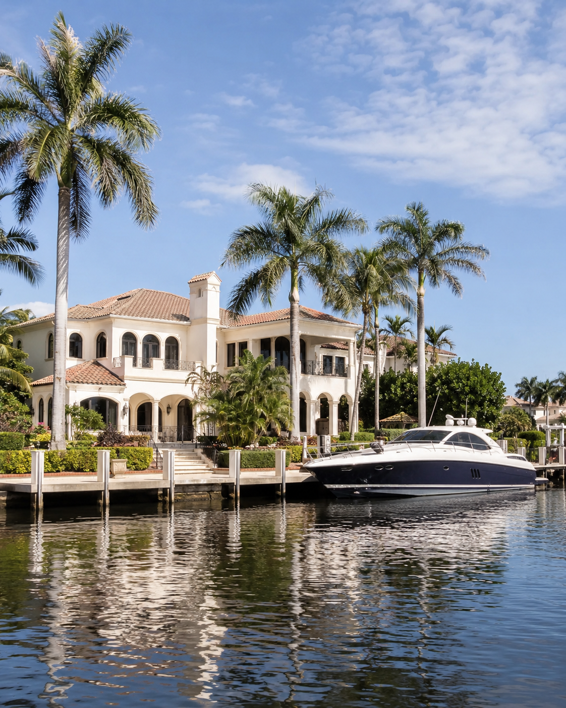 Admirals Cove waterfront mansion with private yacht dock in Jupiter