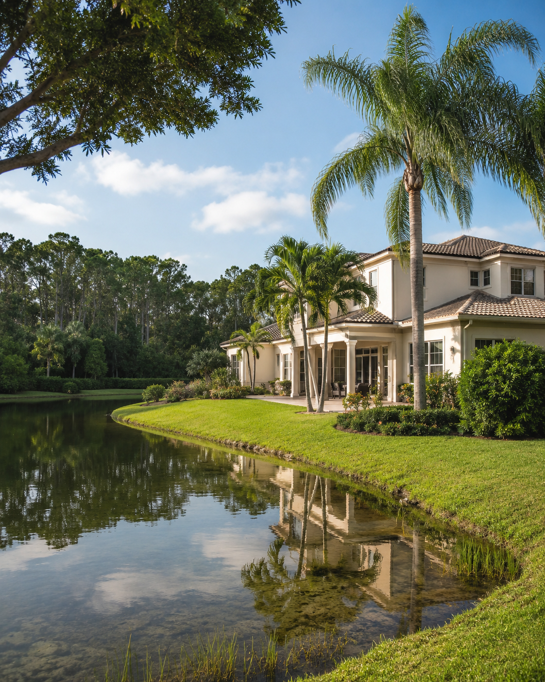 Family home beside a lake and nature preserve in the Evergrene community, Palm Beach Gardens