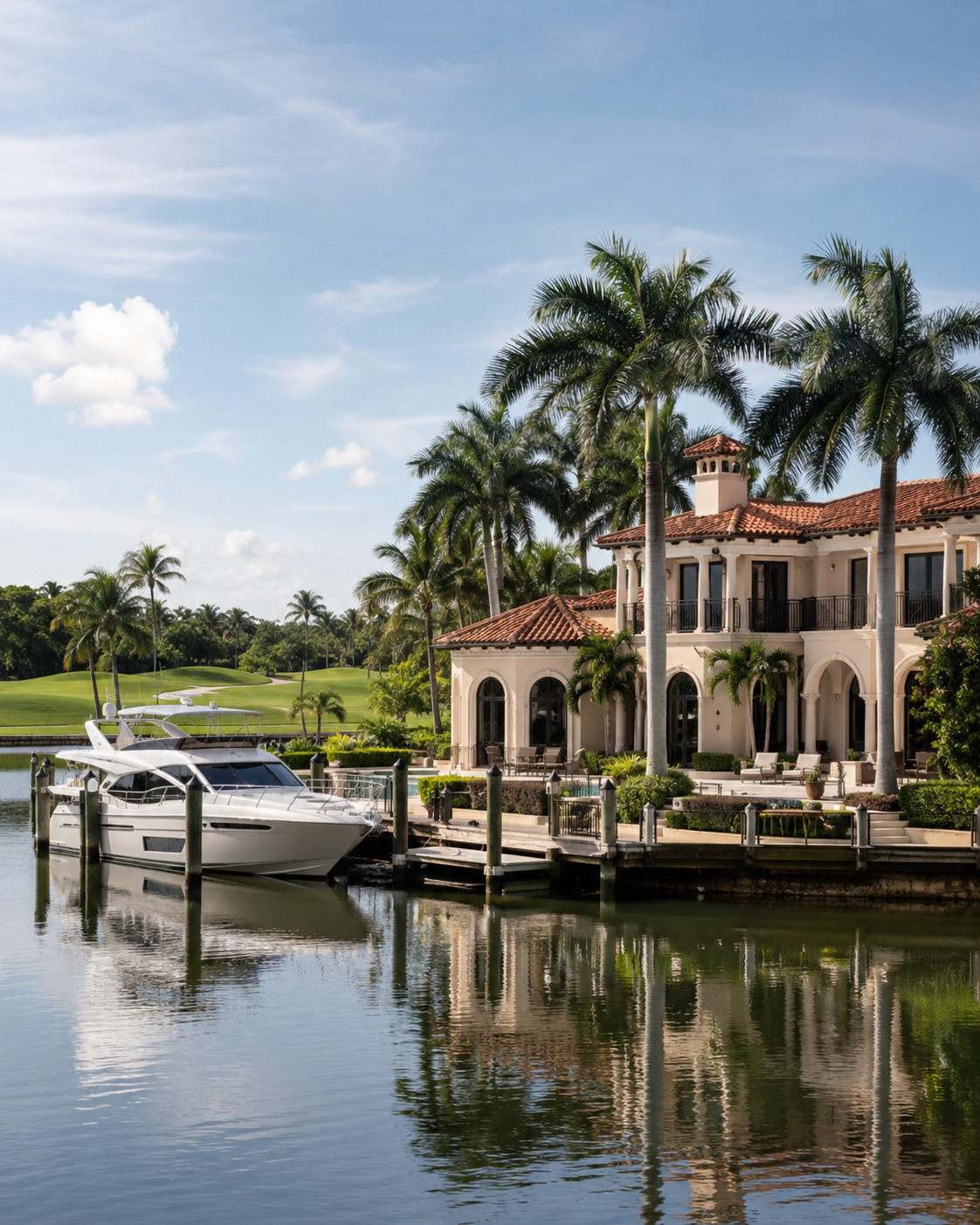 Waterfront estate with yacht dock in Frenchman's Creek, Palm Beach Gardens