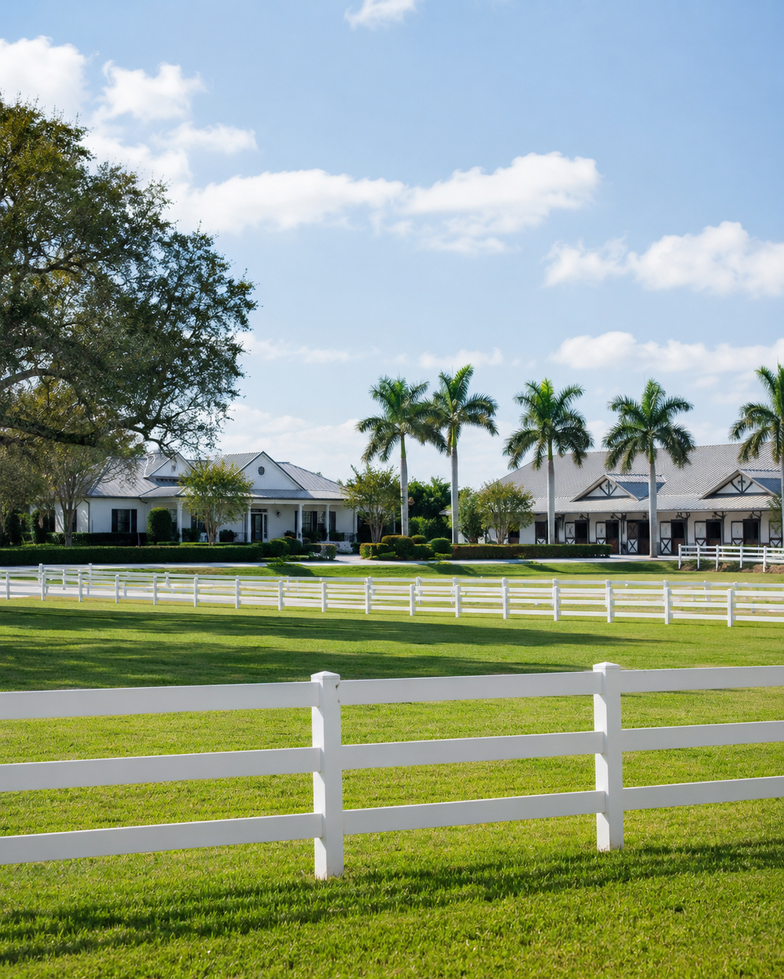 World-class equestrian estate with white-fenced paddocks in Wellington, Palm Beach County