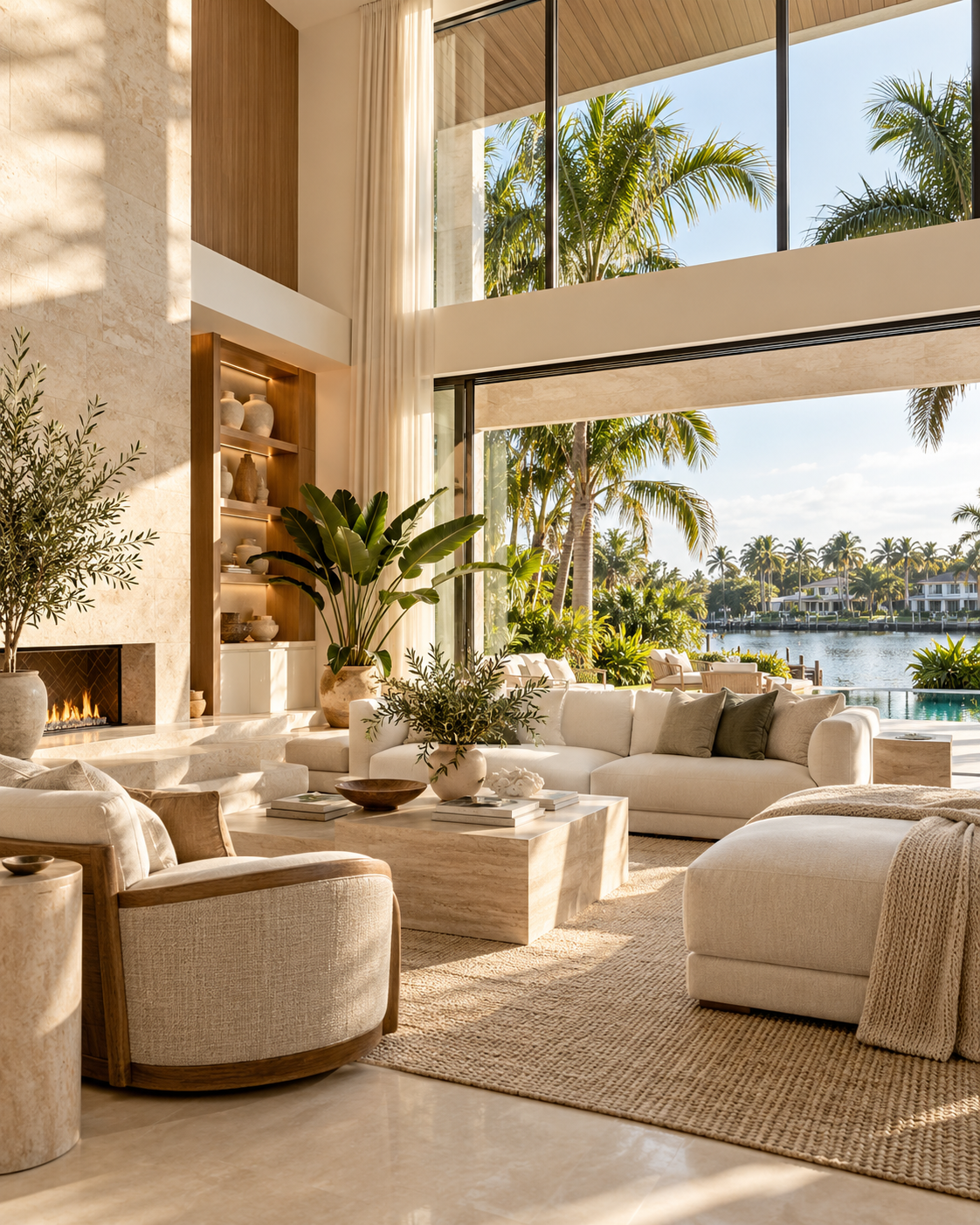 South Florida luxury waterfront home living room buying and selling representation